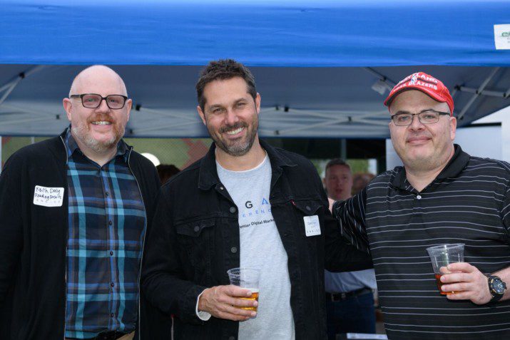 Keith Daly, Development Director at Reading Results, poses with SEMpdx Charity of Choice Director, Darin Fenn and SEMpdx Editor, Todd Mintz.