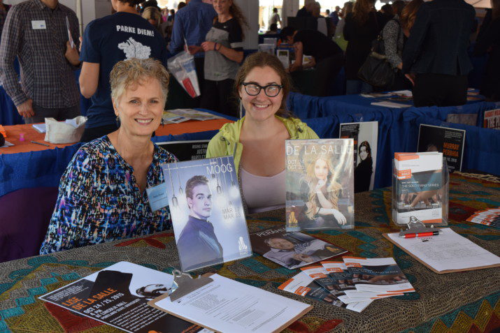 Coco Bender and Robin Powers told visitors about Portland Piano International.