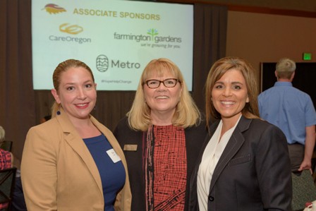 Mary Caballero of Impact Benefits, Community Action Executive Director Renee Bruce, and Candy Dietz of Impact Benefits