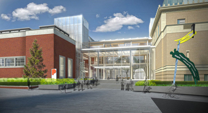 View of the east entrance plaza. Courtesy of Vinci Hamp Architects.