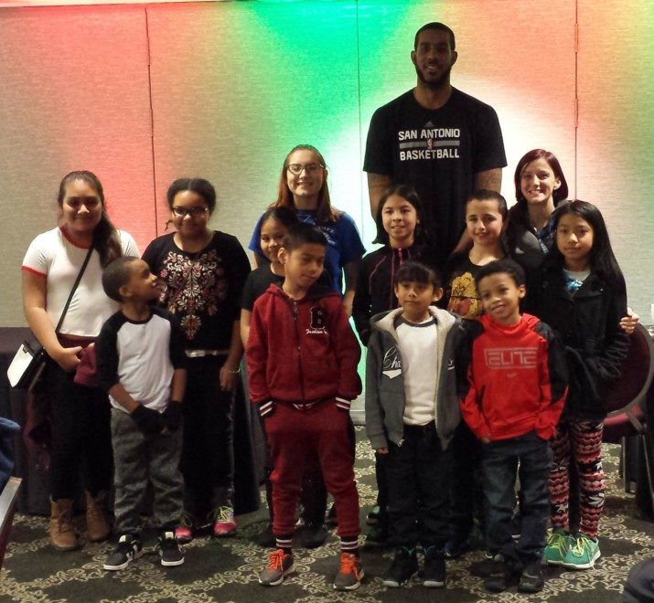 San Antonio Spurs LaMarcus Aldridge spread some holiday cheer while in town for tonight's game vs. the Trail Blazers. Aldridge treated Club members from our Margaret Scott program in east Portland to lunch that included make your own burgers and a hot chocolate bar! Following lunch, LaMarcus handed out gifts for everyone. 