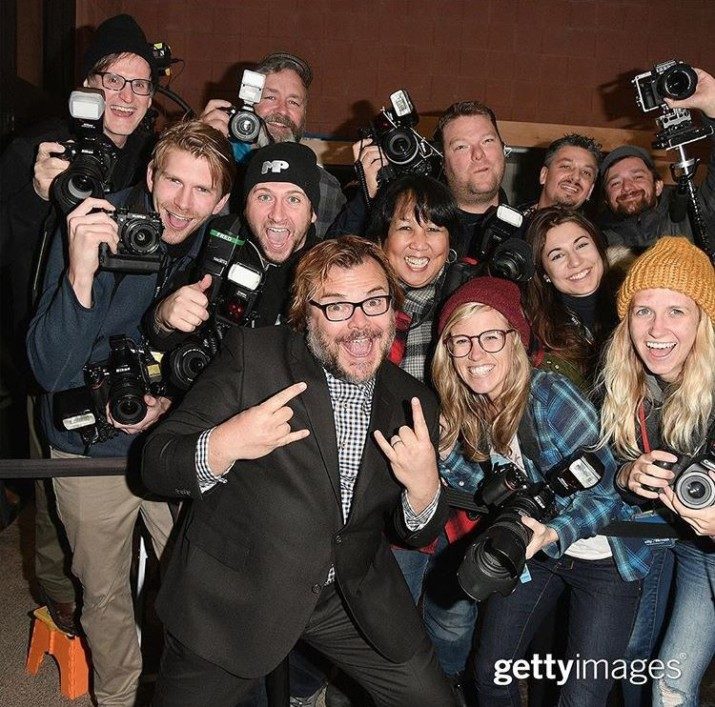 @GettyEntertainment: Jack Black has some fun with the photographers on the press line during the premiere of his film The King of Polka at #Sundance — with Jack Black.