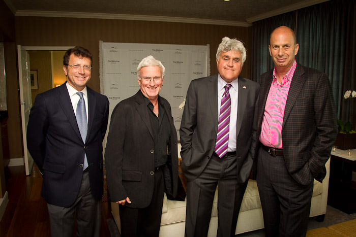 Museum Director Brian Ferriso, Guest Curator Ken Gross, Jay Leno, and Board Chair Gordon Sondland enjoying the cocktail reception at the Westin Hotel.