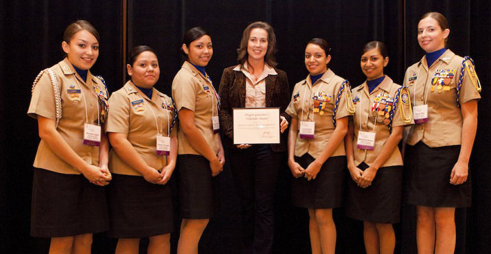 First Lady of Oregon with members of the Crook County Navy Junior ROTC (Awardees: Regional Outstanding Youth Volunteer Program or Group)