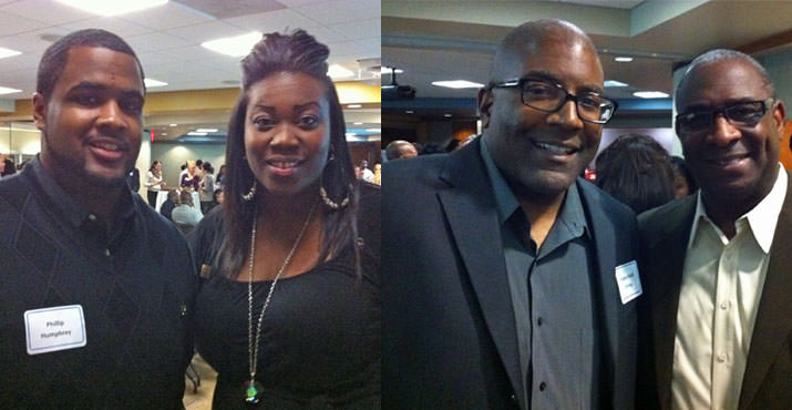 Phil Humphrey and Chabre Vickers, both with Big Brothers Big Sisters Columbia Northwest and Dr. Strong and Pastor George Merriweather with 1145 Phil Humphrey and Chabre Vickers, both with Big Brothers Big Sisters Columbia Northwest and Dr. Strong and Pastor George Merriweather with 1145