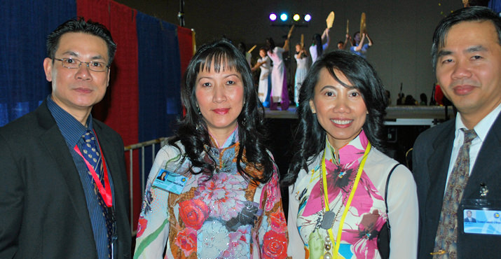 Vietnamese community leaders Tam Tran, Tam Nguyen, Lana Co, and De Tran