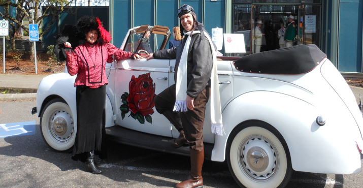 Unsinkable Molly Brown and Silas Christofferson with Rose Festival Court Car from 1938