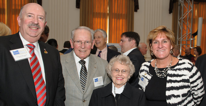 Rotary Club of Portland President Dick Wingard, Jim Wildish (one of the 4 OEIB Award Recipients), Yvonne Wildish, Julie Olson, Chair of the Oregon Ethics in Business Awards Event.
