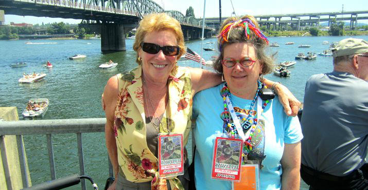Syd Hanigan enjoys the sponsor's tent with the main organizer of the event, Laura Golino de Lovato. Laura is the Director of Development for the Oregon Food Bank. Syd Hanigan enjoys the sponsor's tent with the main organizer of the event, Laura Golino de Lovato. Laura is the Director of Development for the Oregon Food Bank.