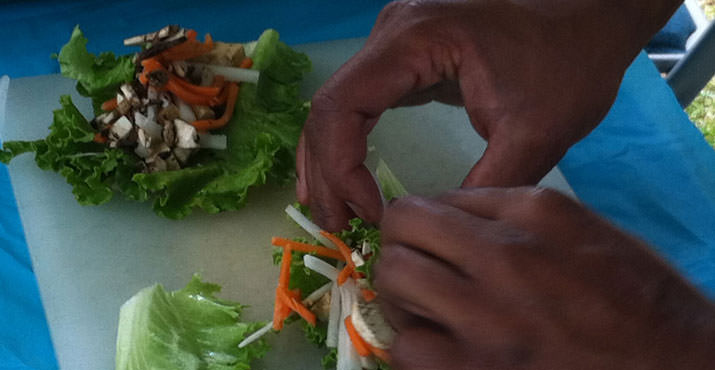 The Portland Kitchen created marinated tofu wraps for Kids Cook attendees. Recipe can be found at http://www.facebook.com/ThePDXkitchen The Portland Kitchen created marinated tofu wraps for Kids Cook attendees. Recipe can be found at http://www.facebook.com/ThePDXkitchen