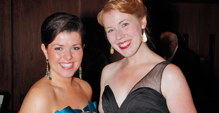 Featured soloists Jennifer Forni and Resident Artist Lindsay Ohse enjoying the Notte Grande Gala after Portland Opera's BIG NIGHT Concert