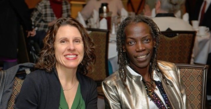 Multnomah County Commissioner Deborah Kafoury, an advocate for services for homeless families, chats with Jo Ann Hardesty, a member of the Human Solutions board of directors, at the agency's Oct. 25