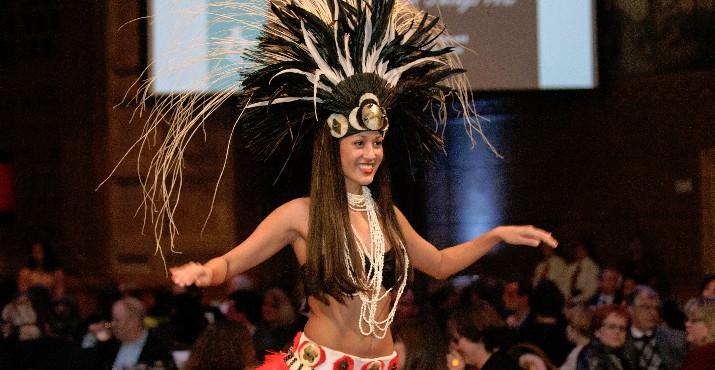 Kristin Apana, a performer from the Hawaii Club of Pacific University. Members of the Hawaii Club provided entertainment with a traditional Tahitian dance.