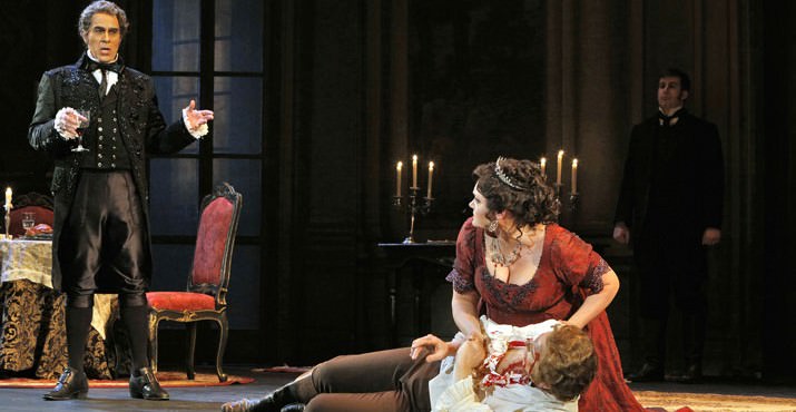 Mark Schnaible as Scarpia, Roger Honeywell as Cavaradossi, Kara Shay Thomson as Tosca. © Portland Opera / Cory Weaver