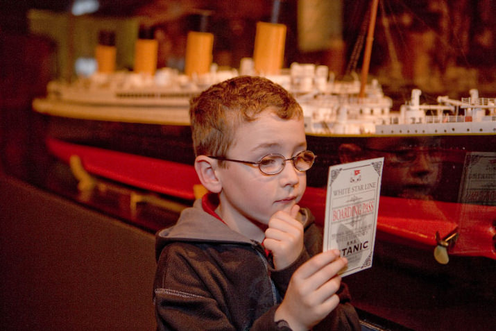 The 25,000-square-foot exhibit features numerous items from the Titanic, including luggage, the ship's whistles, floor tiles from the first-class smoking room, a window frame from the Verandah Cafe and an unopened bottle of champagne with a 1900 vintage.