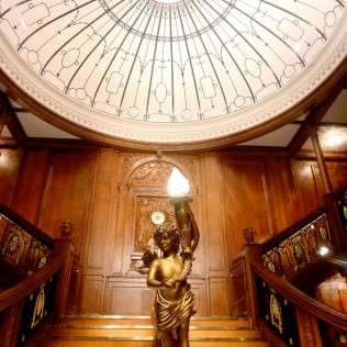 the exhibit features a piece of Titanic’s hull, a full-scale re-creation of the Grand Staircase as well as a newly expanded outer Promenade Deck, complete with the frigid temperatures felt on that fateful April night.