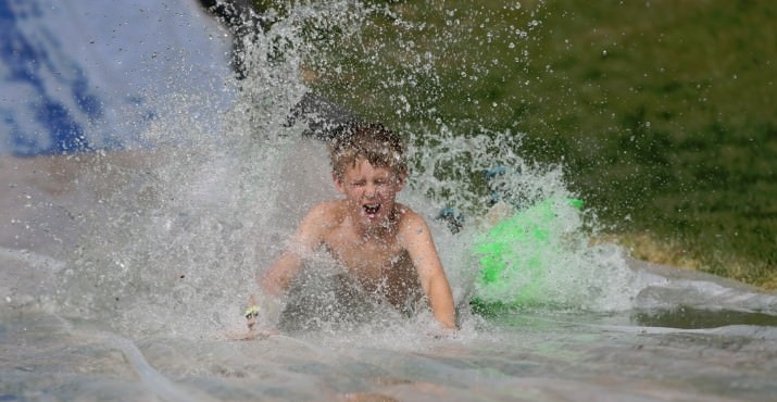 Camper Josh Quest enjoys the slide.