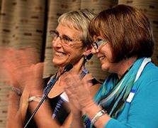 “Diane O’Connor and Diane Elizondo, the co-founders of the Ovarian Cancer Alliance of Oregon and SW Washington applaud a sold-out crowd at “O-Vary Funny! A Stand-up Benefit for Ovarian Cancer” on Sept. 19th “Diane O’Connor and Diane Elizondo, the co-founders of the Ovarian Cancer Alliance of Oregon and SW Washington applaud a sold-out crowd at “O-Vary Funny! A Stand-up Benefit for Ovarian Cancer” on Sept. 19th
