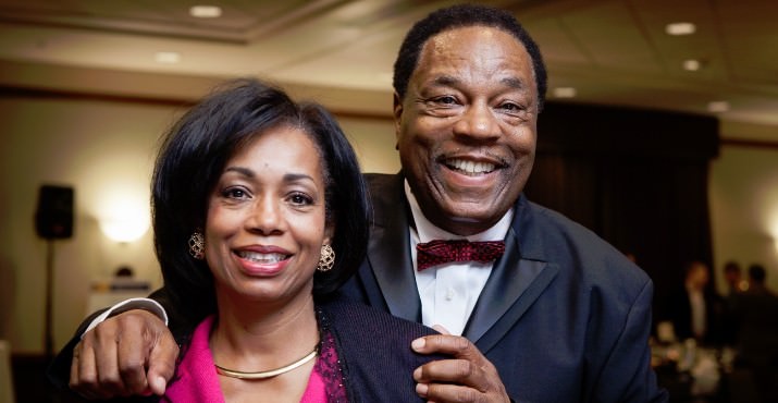 Juanita Walton and Roy Jay share a moment before dinner at An Autumn Evening 2013, where Jay returned as auctioneer for the event.