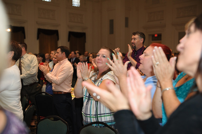 Mark O'Donnell receives a standing ovation