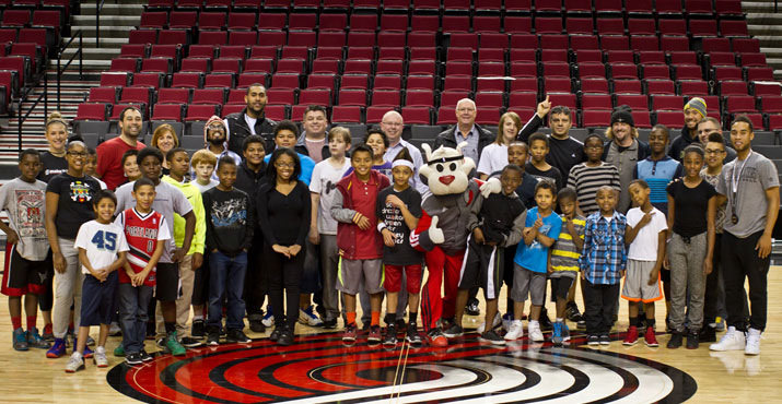 At-Risk Youth Shoot Hoops With the Portland Trail Blazers