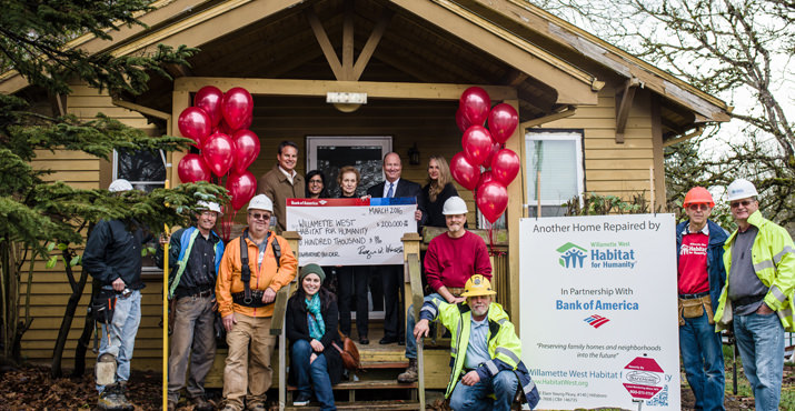 Willamette West Habitat for Humanity Honored with Bank of America’s Neighborhood Builder Award