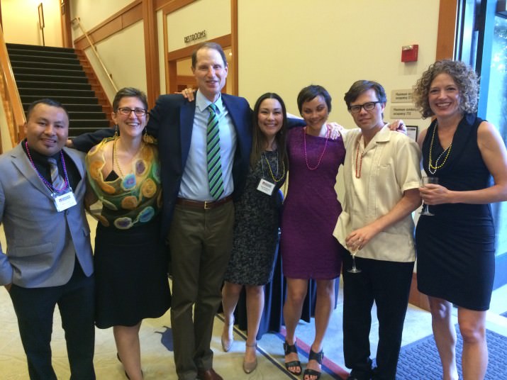 Board Member Octaviano Merecias-Cuevas, Director of Development Virginia Petersen, Senator Ron Wyden, Board Member Ingrid Solares, Ana Inclan, Nathan Teske