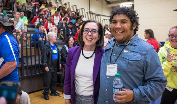 Governor Kate Brown also visited the delegations before the Games Ceremony.