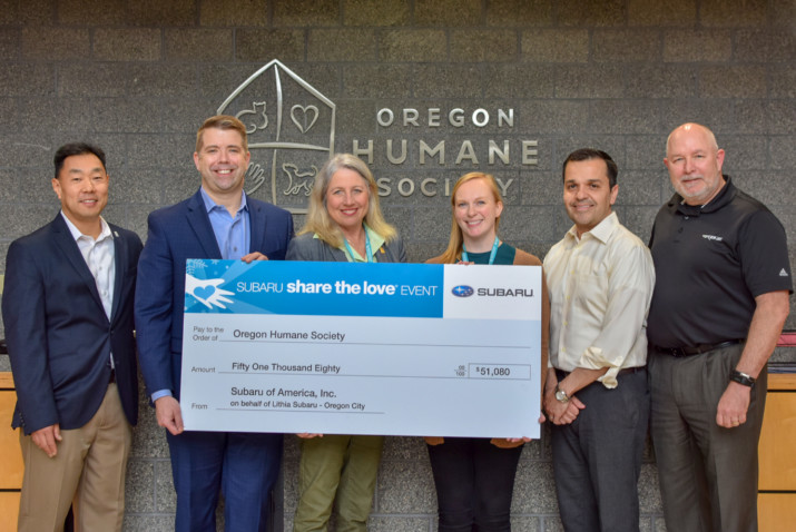 Oregon Humane Society Receives Over $51,000 from Lithia Subaru
